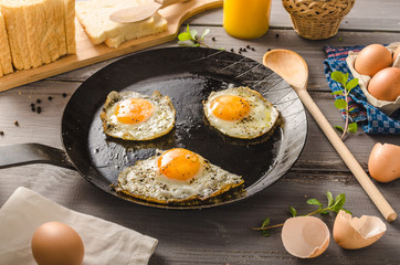 Eggs fried rustic style