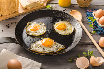 Eggs fried rustic style
