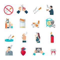 Smoking Flat Icons Set