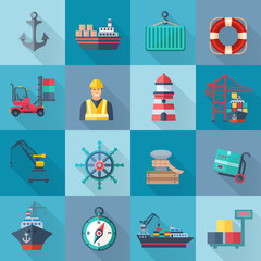 Sea Port Icons Set
