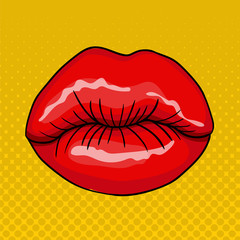 Pretty Female Lips in Retro Pop Art Style