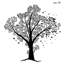 black and white tree