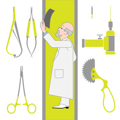 Set of Flat Surgery and Orthopedics Tools