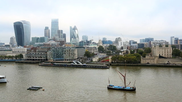 London skyline and the River Thames, London, UK