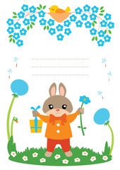 Cute card with bunny boy. Some blank space for your text included.