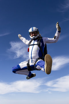 Sportsman skydiver in free style.