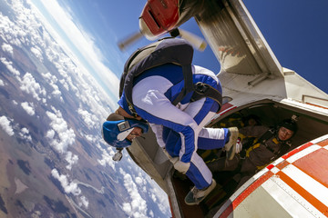 Sportsman skydiver in free style.
