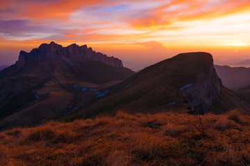 Mountain sunset autumn