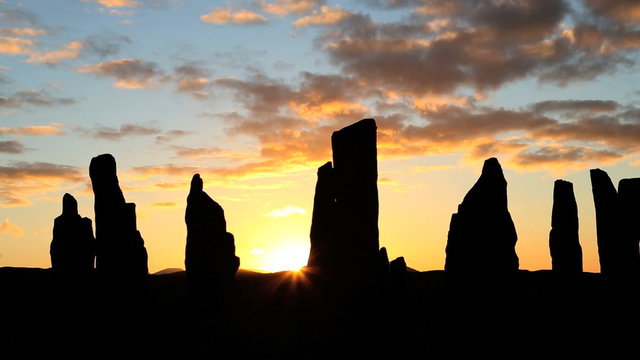 Callanish Standing Stones at sunset, Isle Lewis, Outer Hebrides, Scotland, UK

