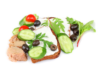 a fresh sandwich with tuna and vegetables