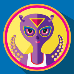 purple alien vector flat illustration