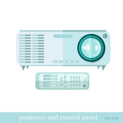 Fototapeta premium flat icon projector and controle panel object on white
