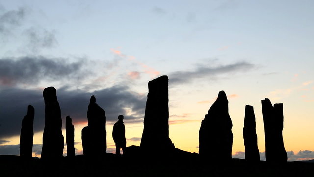 Callanish Standing Stones at sunset, Isle Lewis, Outer Hebrides, Scotland, UK
