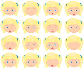 Girl emotions: joy, surprise, fear, sadness, sorrow, crying, lau