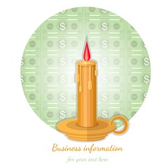 Obraz premium flat background with candle flashed money