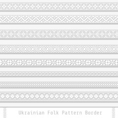 paper decorative folk ukrainian pattern pixel dividers vector set