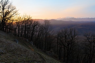 Mountain sunset autumn