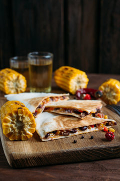 Vegetarian Mexican quesadillas with cheese