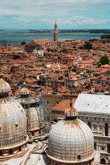 Aerial view of Domed Roof of Saint Marks Cathedral in Venice, It