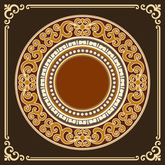  Vector vintage border frame engraving with retro ornament Vecto