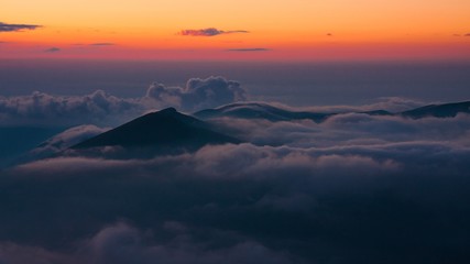 Mountain sunset summer