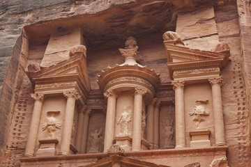 Al Khazneh - the treasury of Petra ancient city, fragment, Jordan