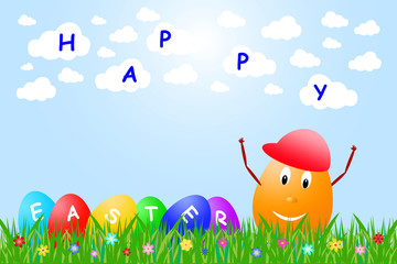 Happy Easter smiling eggs vector