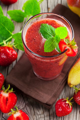 Strawberry smoothie in a glass