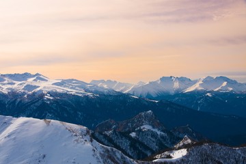 Obraz premium Mountain sunset winter