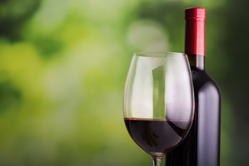 Glass of wine and bottle