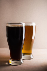 Light and dark beer