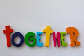 Together Letters: Text Message on White Background