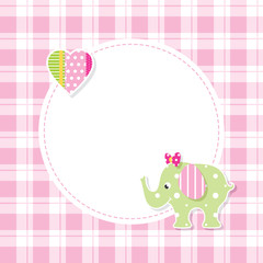 pink and green baby girl elephant greeting card