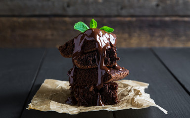 Pieces of chocolate brownies