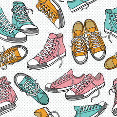 Materiał do szycia Seamless pattern with sneakers