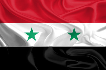 Waving Fabric Flag of Syrian Arab Republic