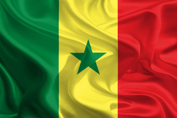 Waving Fabric Flag of Senegal