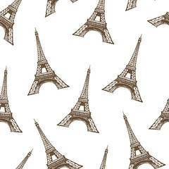 Seamless vector background with popular french landmark Eiffel T