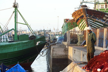 Fototapeta na wymiar Fishing boats in Essaouira, Morocco, Africa