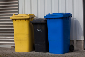 Bins For Collection Of Recycle Materials. Plastic bins. Garbage