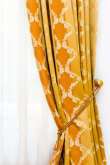 Detail of yellow-golden vintage drapery