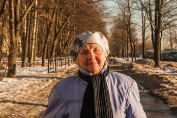 ninety years old woman walking