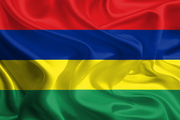 Waving Fabric Flag of Mauritius