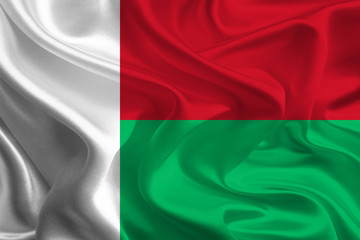 Waving Fabric Flag of Madagascar
