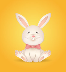Sitting rabbit with a red bow