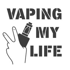 Emblem of an electronic cigarette in hands