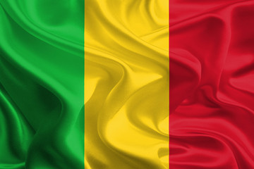 Obraz premium Waving Fabric Flag of Mali