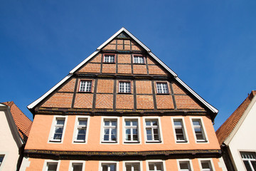 Gebäude am historischen Marktplatz von Warendorf, Nordrhein-Westfalen