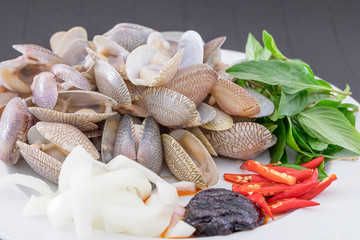 Clams with ingredient