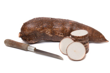 Fototapeta premium Cassava root isolated on a white background